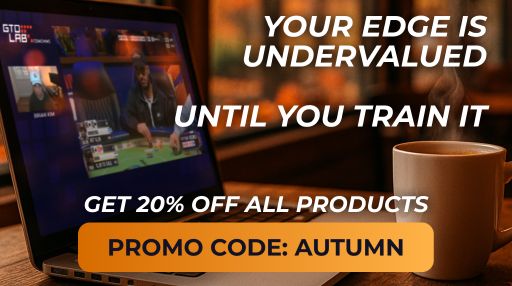 A computer on a desk displaying a GTO LAB training video with Brian Kim, next to a cup of coffee.