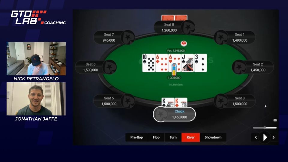 Poker Intuition guiding a river decision in a high-stakes hand.